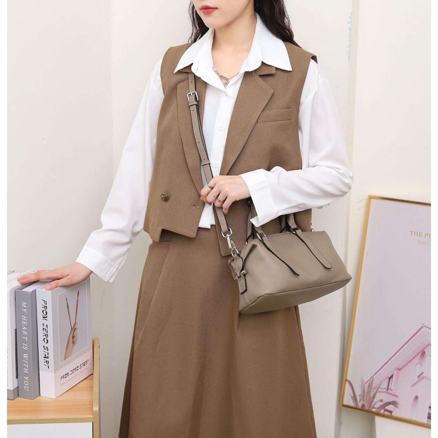 

Сумка из коровьей кожи через плечо, сумка-кроссбоди, сумка-ракушка, популярная модная нишевая женская практичная мягкая сумка на одно плечо хаки