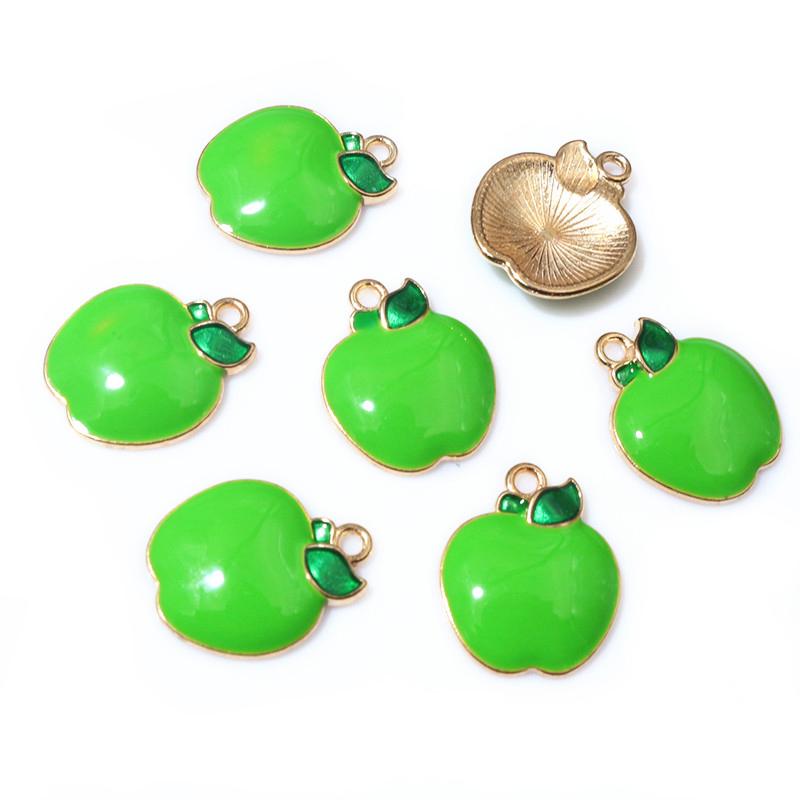 10pcs 19x16mm Enamel Apple Charms Pendant Alloy Metal Fruit Craft DIY Jewelry Making Accessories for EarringsNecklace Bracelets