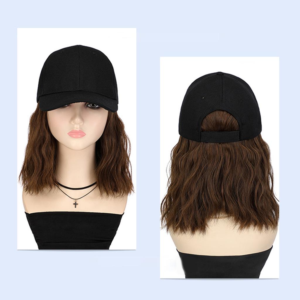 Women Short Curly Hair Cap Fashion Adjustable Baseball Hat with Wig Dress Up Accessories Fashion Bob Wig Hat Headwear