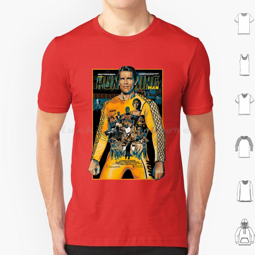 The Running Man Poster T Shirt Big Size 100 Cotton The Running Man Arnie Schwarzenegger Movie Action 80s Retro Geek Arnold