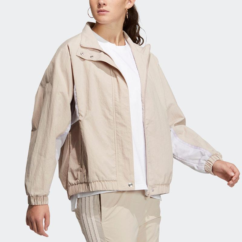 Adidas Must Haves Word Jacket With Letter Logo Print Women Casual Sport Jacket Miracle-Grey Tan-Brown HY2878