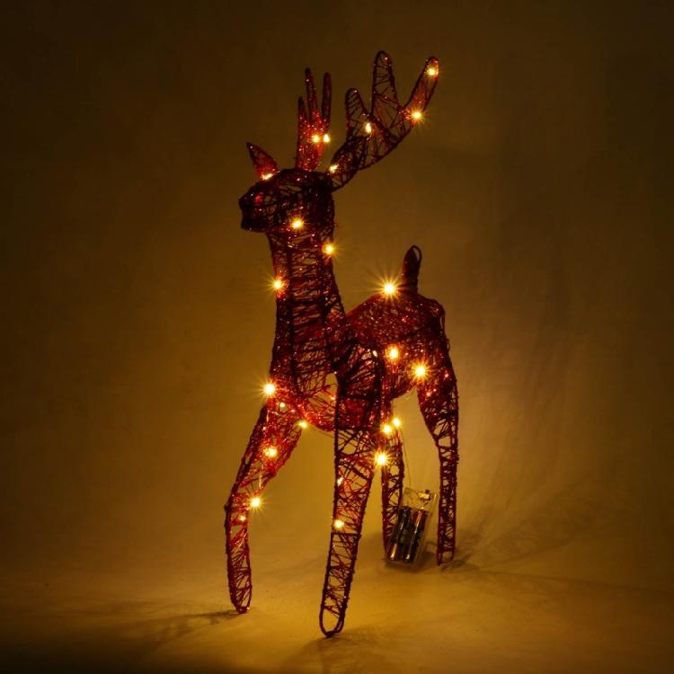 Christmas Wrought Iron Deer Figurine with Led Light Holiday New Year Party Decor