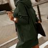 Plus Size Women Winter Warm Hooded Zipper Pullover Long Sleeve Casual Plush Hoodie Solid Color Strap Decor Design