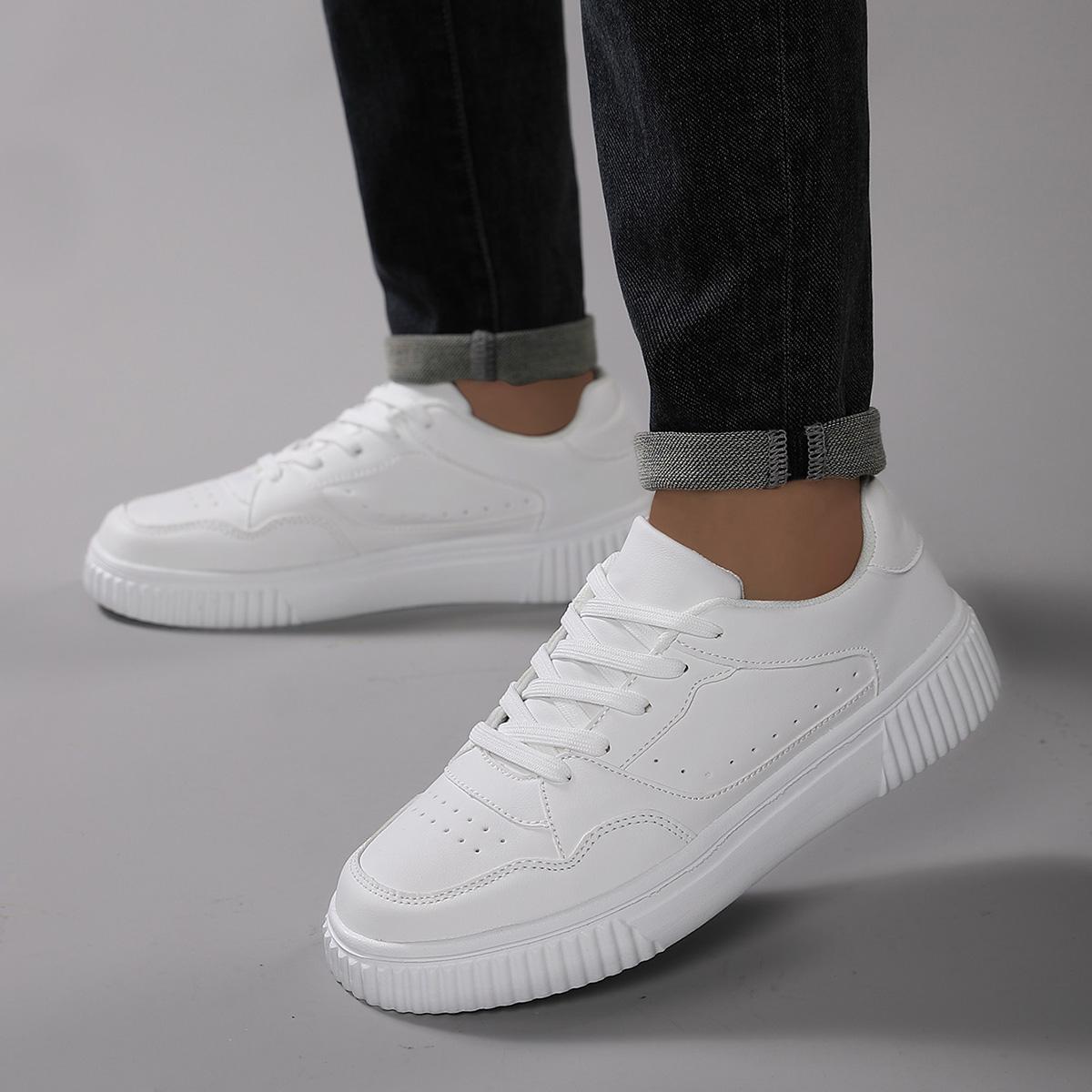 

TUINANLE/парная повседневная обувь для женщин, дышащие кроссовки на платформе, мужские нескользящие туфли для скейтборда 40 белый