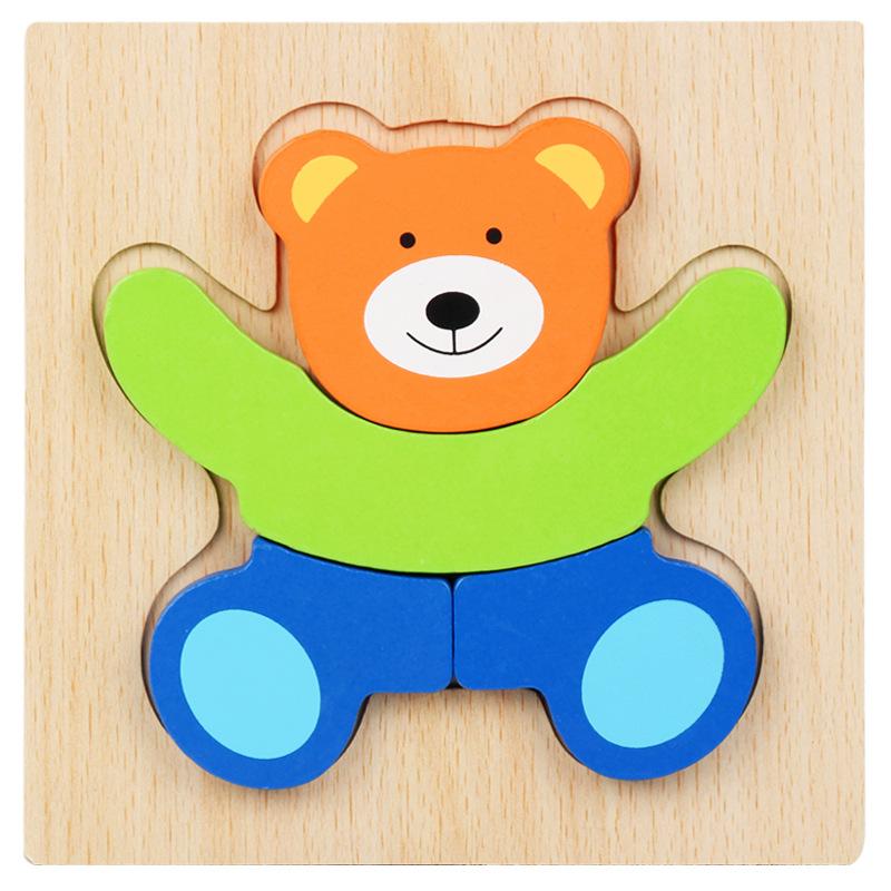 High Quality 3D Wooden Puzzles Educational Cartoon Animals Early Learning Cognition Intelligence Puzzle Game For Children Toys