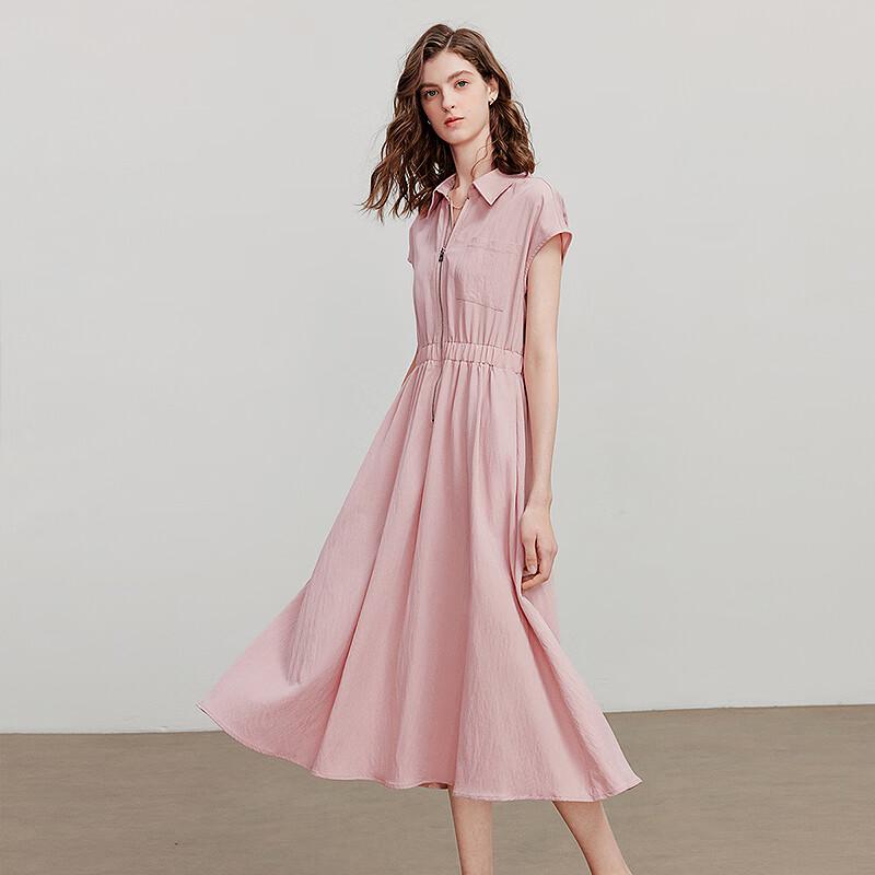 Chuyu Women's 2025 Textured Polo Neck Sleeveless Shirt Dress