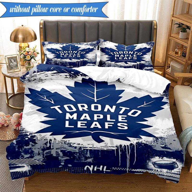 3PCS Toronto Leafs Logo Bedding Set,Including 1pc Duvet Cover And 2pcs Pillowcases Perfect for Bedroom, Dormitory, Fan Christmas Gift