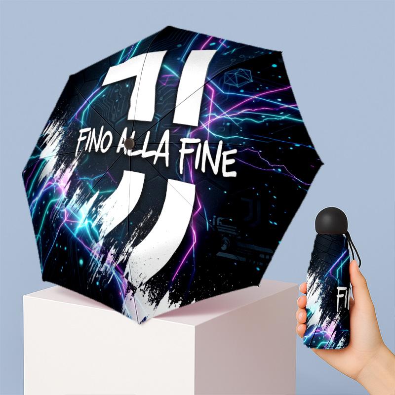 Juventus FC Pattern Printed Mini 5 Folds 8 Ribs Compact Umbrella Windproof Waterproof Lightweight Portable Folding
