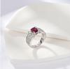 Zhou Hengfu S925 Silver Ruby Ring with Inlaid Diamonds - Elegant Luxury Women's Jewelry with Unique Design