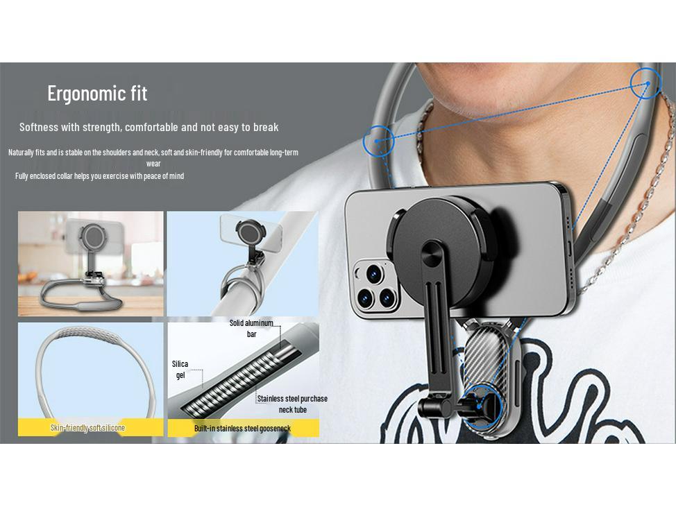 Magnetic Neck-Mount Adjustable Camera Bracket for Outdoor Sports and Live Streaming
