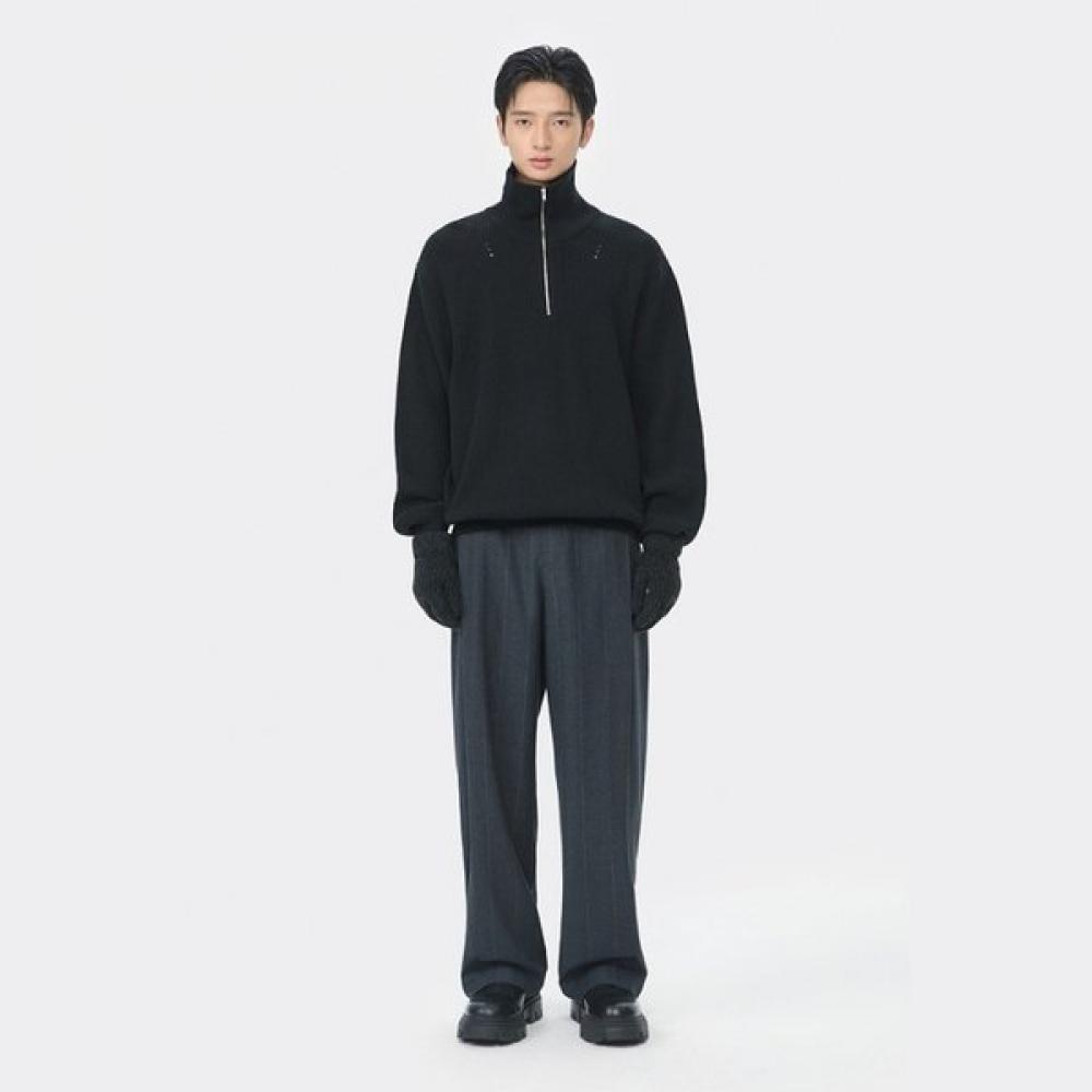 Customellow Black Turtle Neck Half Zip Sweater Black Cwwaw25903bkx