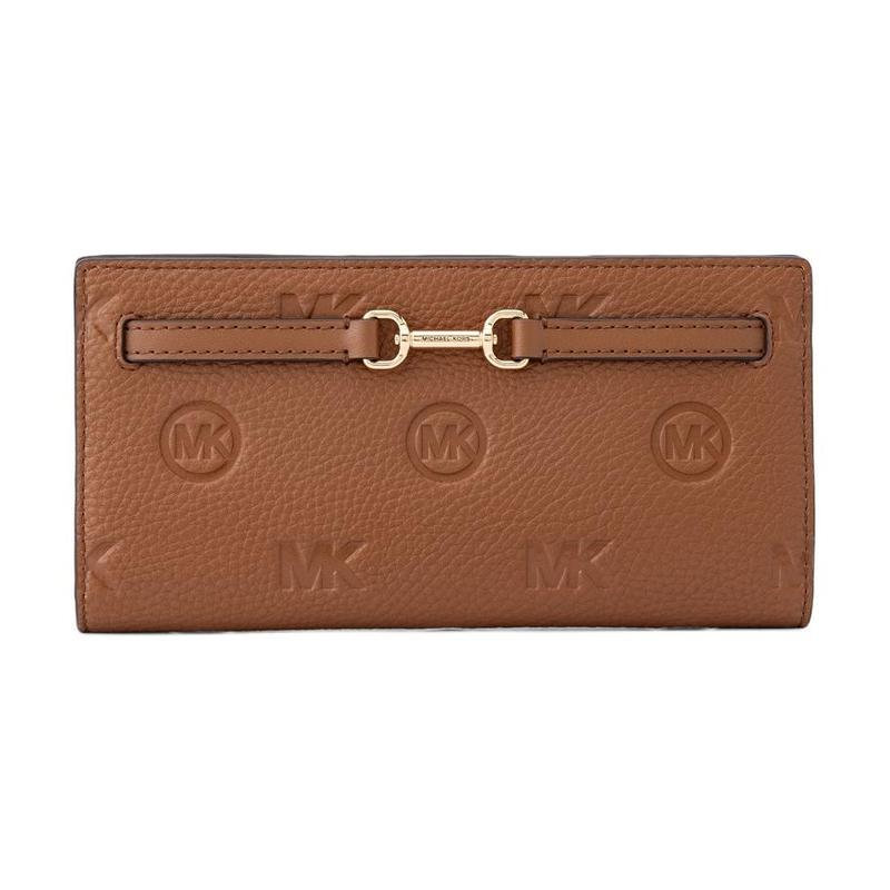 MICHAEL KORS Carson brand logo classic PU and polyester wallet large size women s brown коричневый
