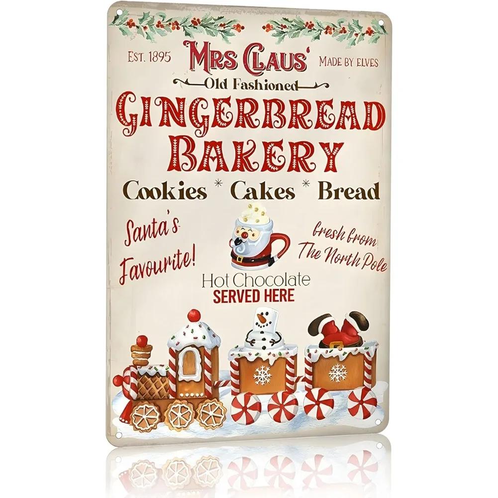 Vintage Christmas Decor 8x12 Artlunar Mrs Claus Gingerbread Bakery Tin Sign Perfect for Farmhouse Kitchen Cafe Wall Decor 20x30cm