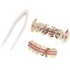 Gold Teeth Brace Set Metal Teeth Decoration Jewelry for Halloween Party Hip Hop ShowPink