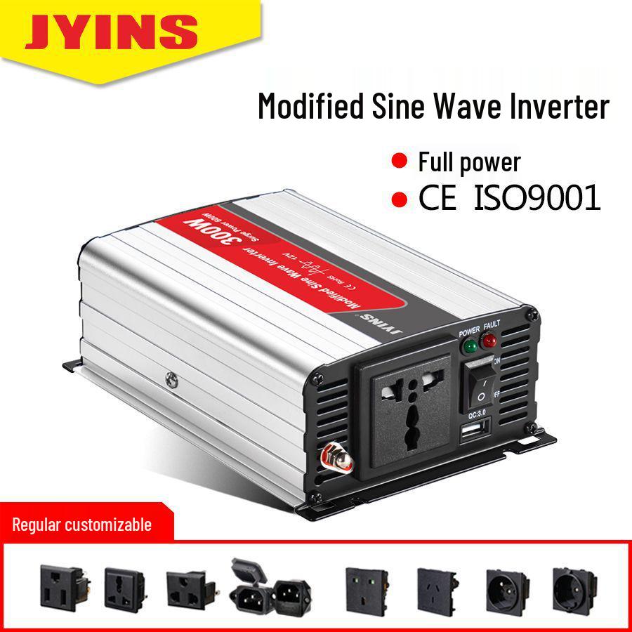 300W Solar Power Inverter, 12V/24V/48V DC to 220V AC, Modified Sine Wave for Home/Car Use 12V to 220V