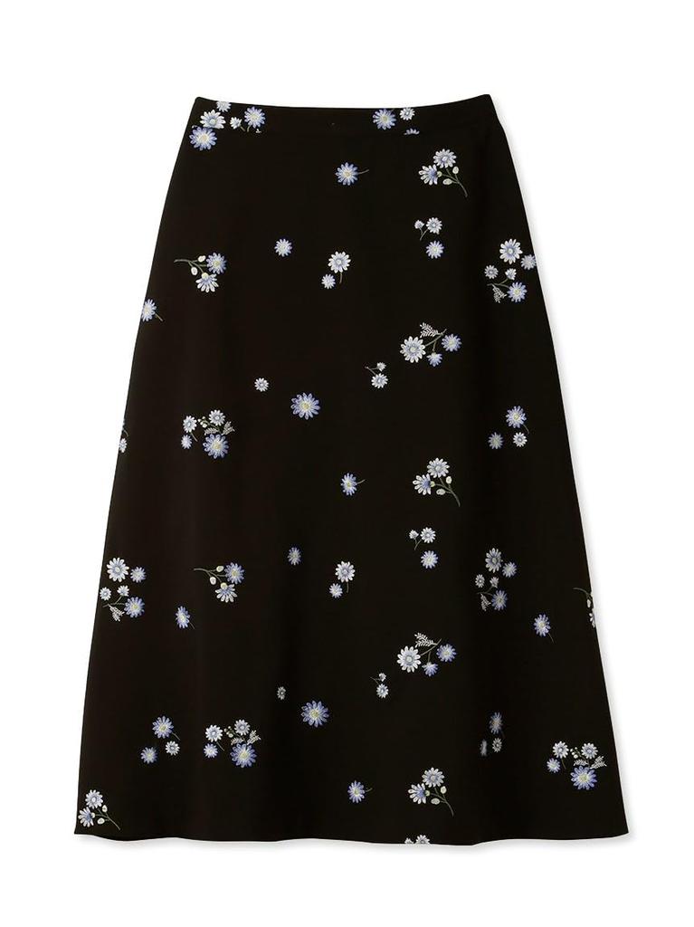 Furfur Sukajan Flower Embroidered Skirt Black Women's RWFS234003,