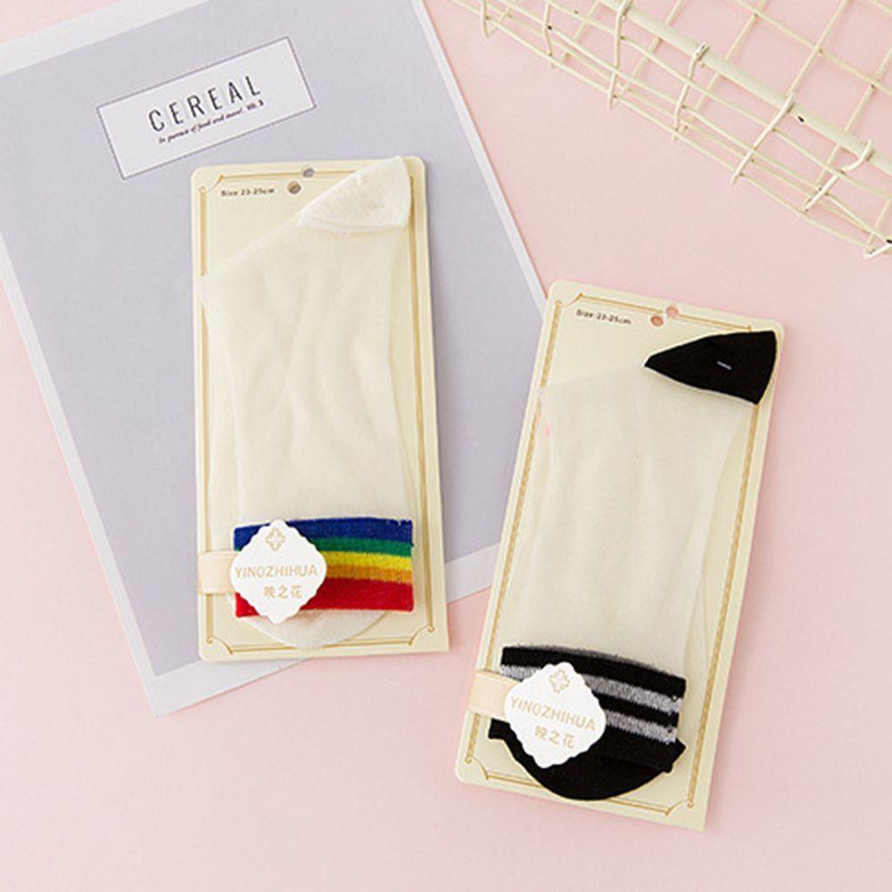 Christmas Summer Glass Silk Transparent Harajuku Women Socks Short Socks Rainbow Ankle Socks