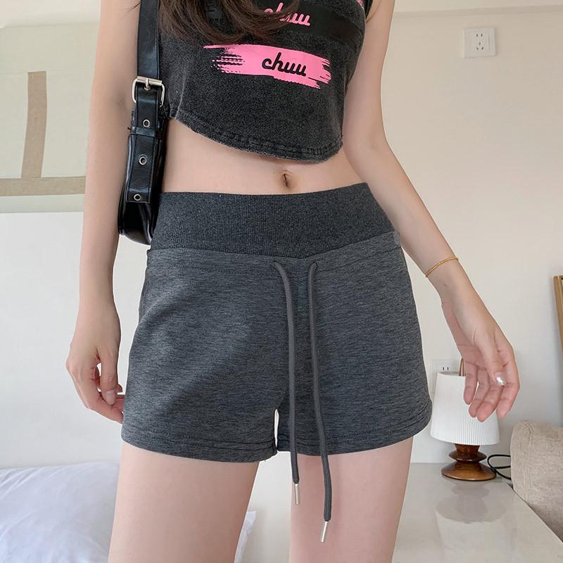 2026 Gray Low-Waist Sports Shorts for Women - Spring/Autumn New High-Waist Slimming Hot Pants S (80-95 lbs)