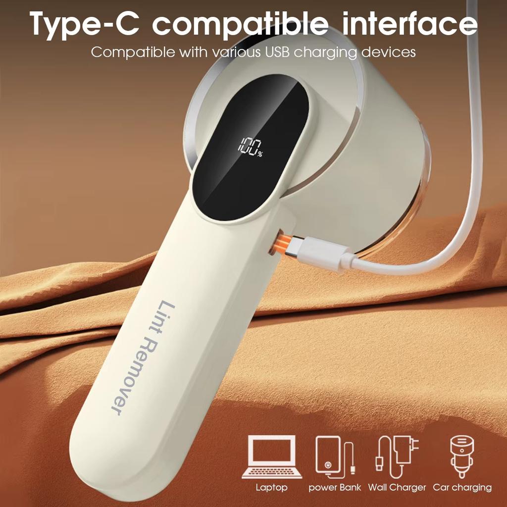 Upgraded Smart Digital Display Fabric Shaver, High-Power Sweater Defuzzer, Portable Rechargeable Lint Remover for Travel