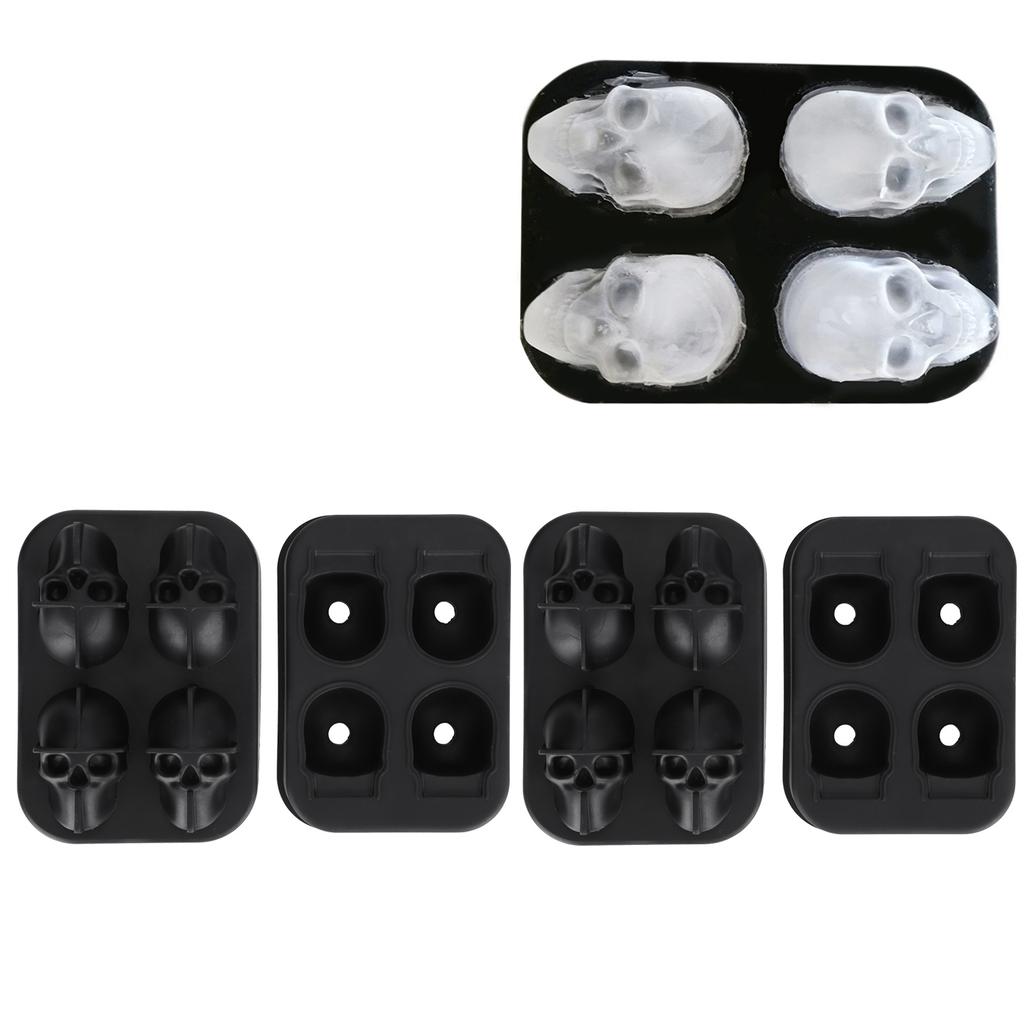 2Pcs Ice Mold Skull Shape Silicone Ice Cubes Tray for Cake Candies Kitchen Baking Tool