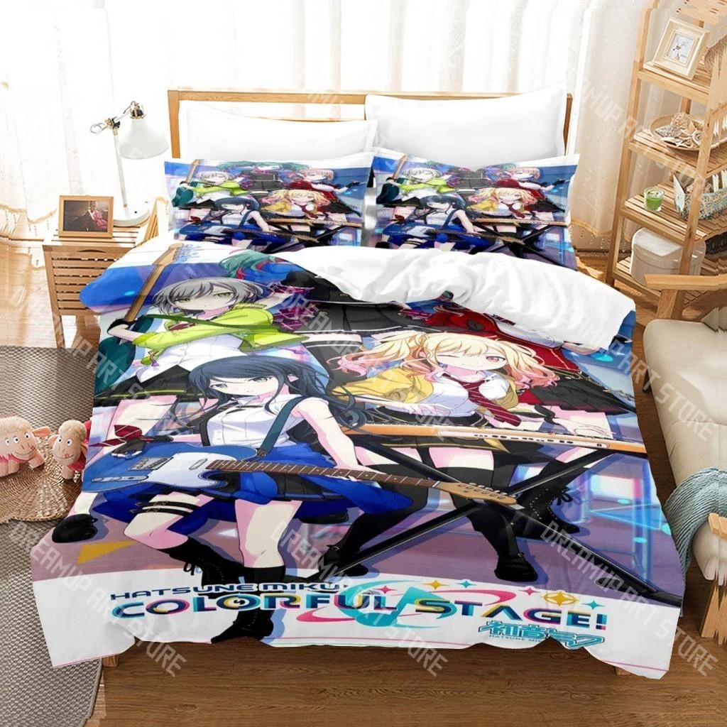 Anime Girls Hatsune Miku Weak Voice Duvet Cover Set HD Comforter Cover for Kids Bedding Sets Bedclothes Bedroom Decor