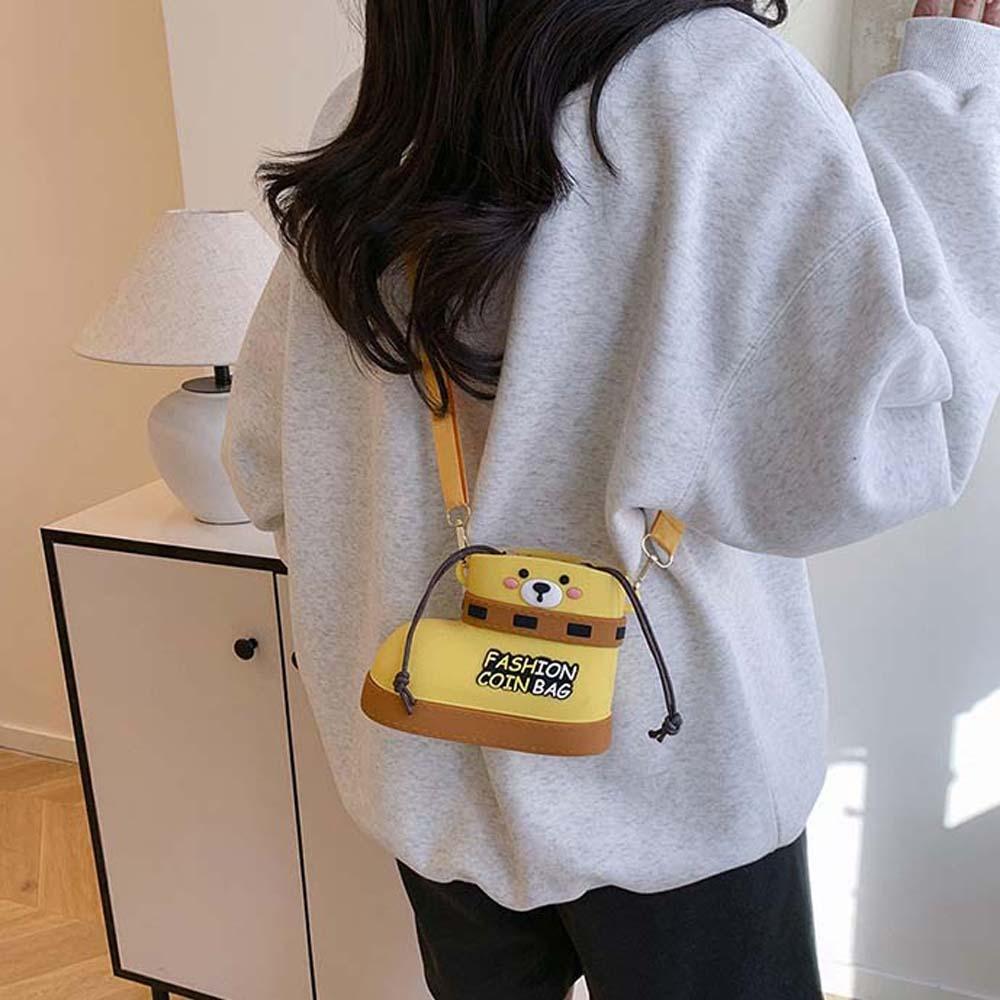 Cute Small Shoes Shape Bag Versatile Waterproof Cartoon Pouch Bear Boots Drawstring Bag Work