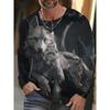 Spring and Autumn Round Neck 3D Animal Wolf Lion Pattern Printed Top Fashionable Casual Long Sleeved Men's T-shirts