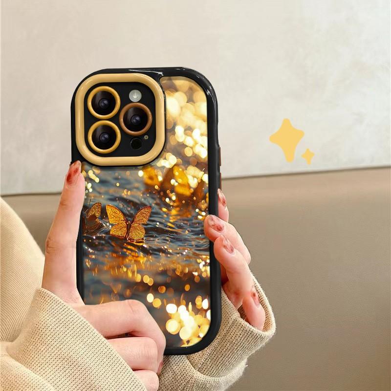 Golden Butterfly Suitable for Apple 16pro Mobile Phone Case New Iphone15promax Cartoon 13 Personality 14 17