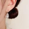 Elegant Simple Geometric Zircon Diamond Pearl Dangle Earrings For Women