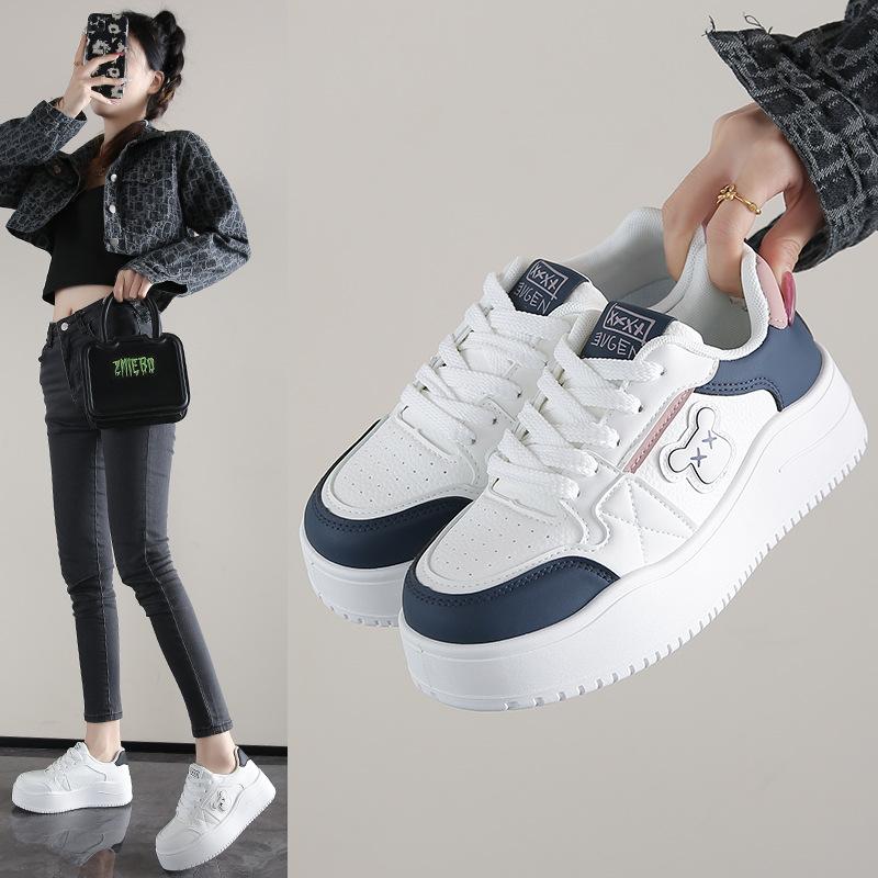 2025 autumn new ins Korean version of the trend of white shoes, female students platform versatile casual sports board shoes MXF02