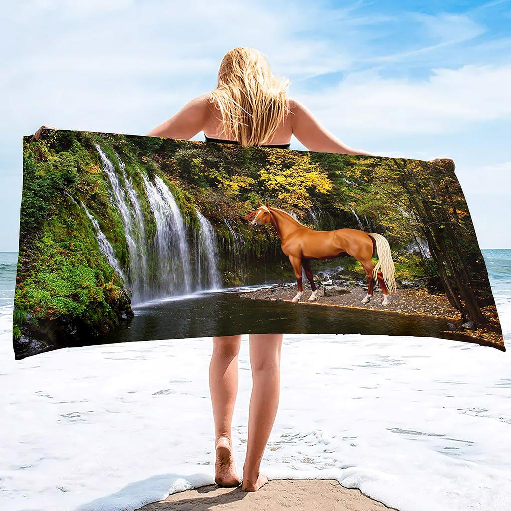 Horses Print Super Soft Beach Towels Oversized Microfiber Bath Towels Quick Dry Absorbent Towel for Adults Men Women Boy Girl