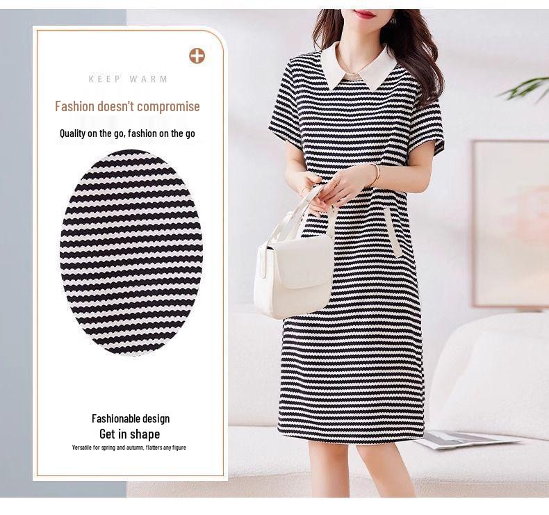 Vielseitiges gestreiftes Sommer-Plus-Size-Chic-Midikleid