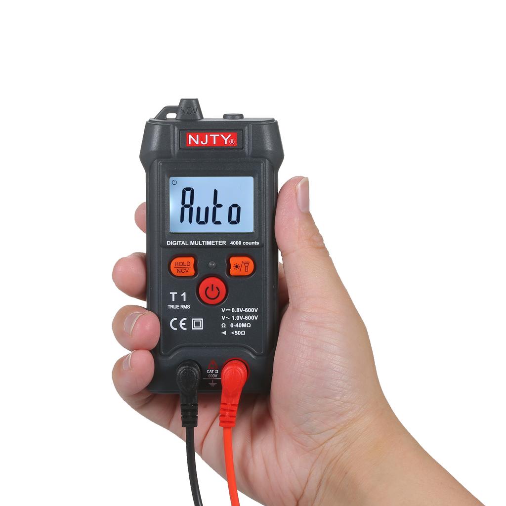 NJTY Palm-size LCD Digital Multimeter Auto Range NCV 4000 Counts True RMS Smart Universal Tester 600