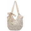 Solid Crochet Tote Handbag Summer Beach Bag Fashion Women's Mesh Woven Shoulder Bags Large Capacity Knitting Underarm Bag