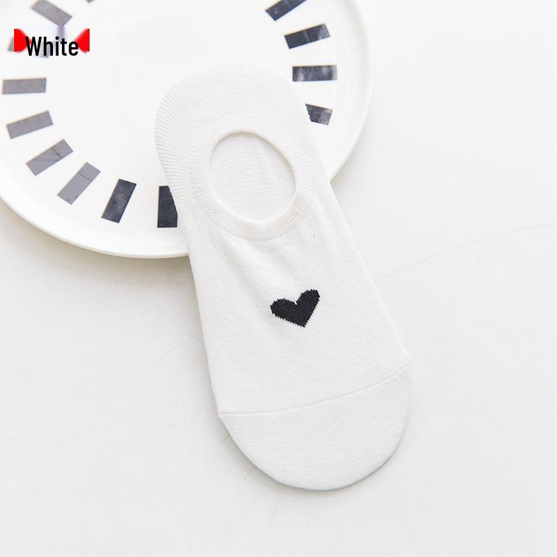

Women s Cotton Heart Pattern No-Show Ankle Socks with Non-Slip Silicone One Size