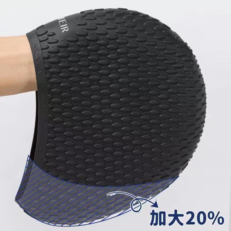 

Adult Water-drop Swimming Cap Waterproof Silicone Bubble With Enlarged Head Ear Protection Women s Long Hair чорний