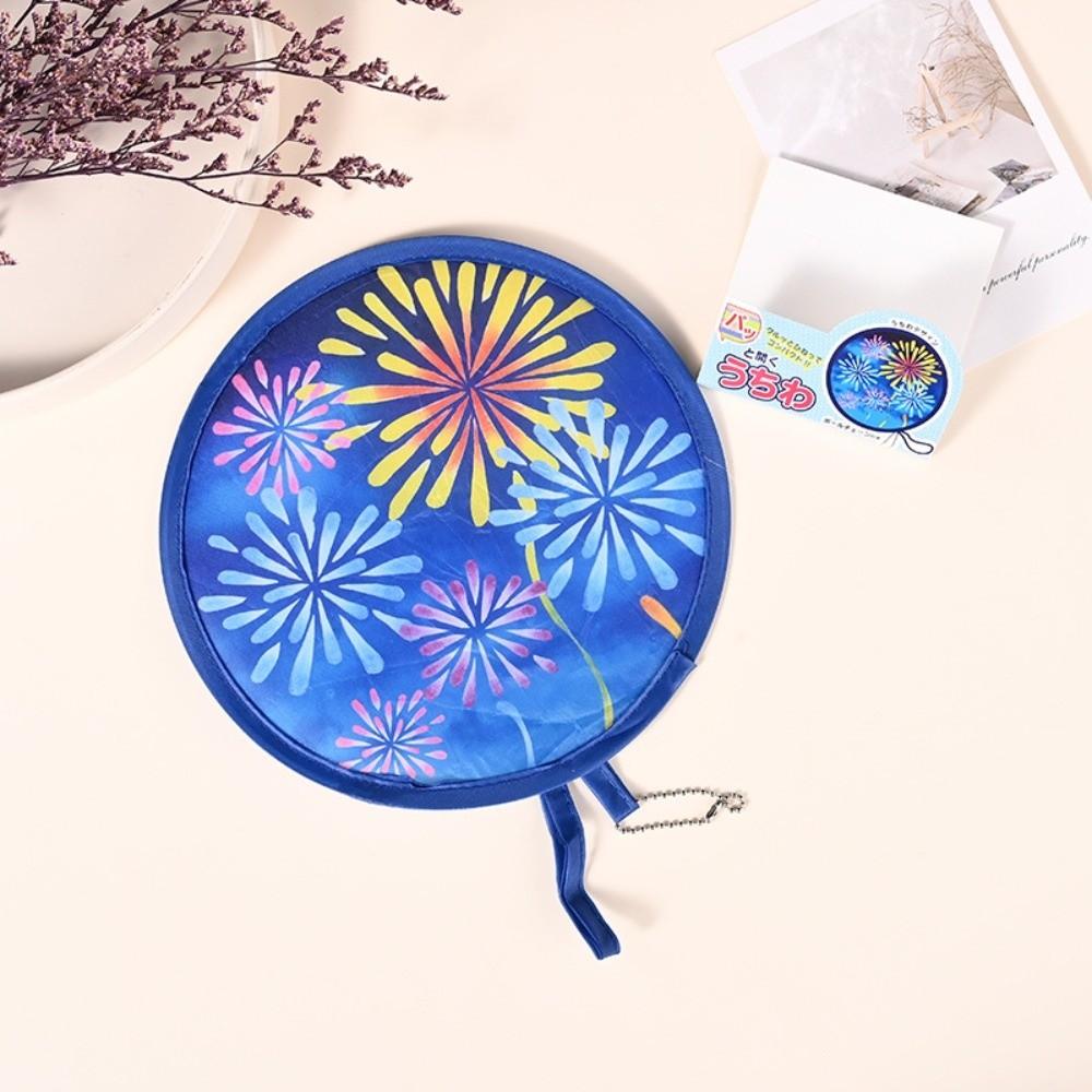 Floral Round Hand Fan Mini Pocket Cooling Fan New Handheld Folding Fan Outdoor Beach