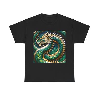 Unisex Adult T Shirt Dragon Scale Inspired Mosaic Japanese Artwork Mythical NEW