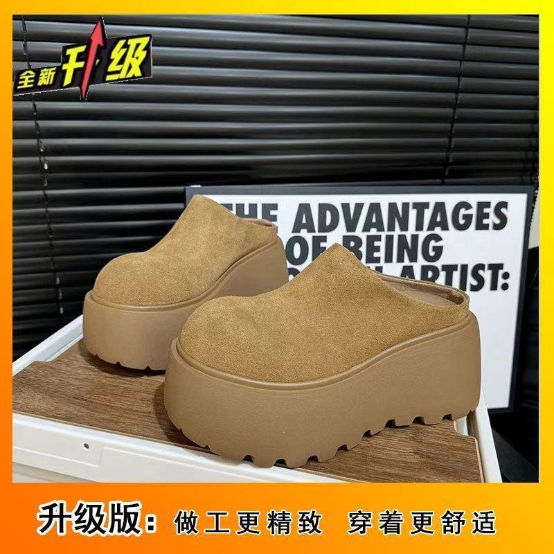 Lazy Velvet Bag Head Cotton Shoes for Women, Autumn and Winter Thick-soled Heightening Birkenstock Cotton Shoes for Women