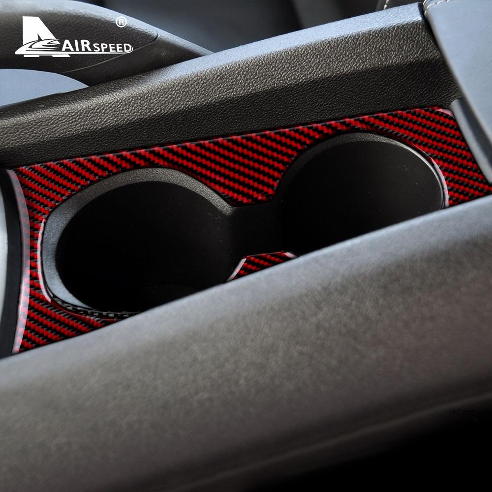 Car Water Cup Holder Sticker Accessories Interior Real Soft Carbon Fiber for Chevrolet Camaro 2010 2011 2012 2013 2014 2015