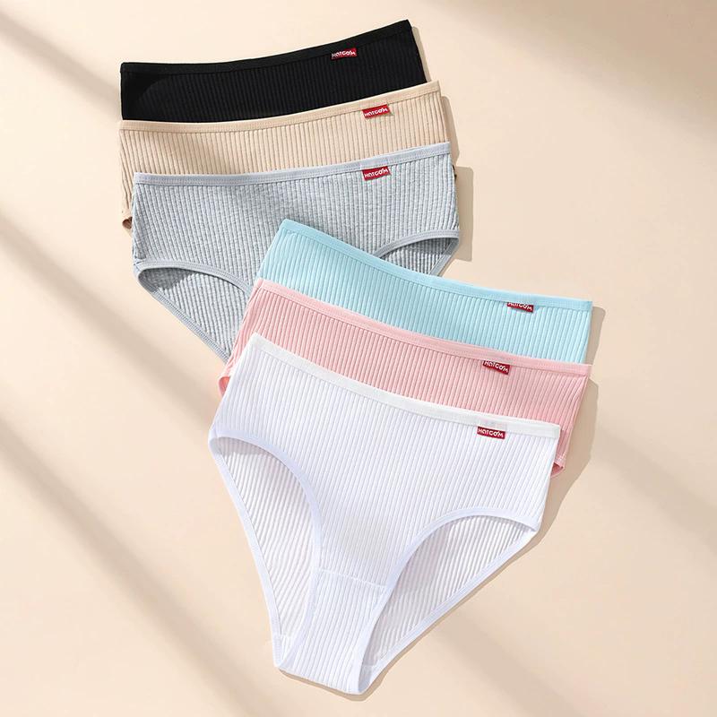 6Pcs Women Panties Breathable Underwear Comfort Girls Briefs Solid Panty Soft Cotton Underpants Sexy Mid-Waist Female Lingerie