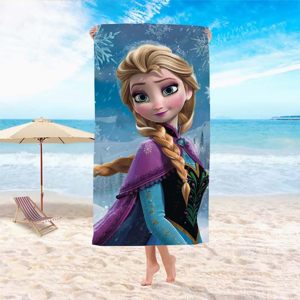 Princess Style Cartoon Printed Microfiber Beach Towel Soft Water Absorbent Bath Towel For Girls