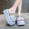 fashion Summer High Platform Women Sandals Slip-On 7 CM Wedges Bling Shoes Fashion 2024 Outside Chunky Sandals Beach Casual Slides Woman