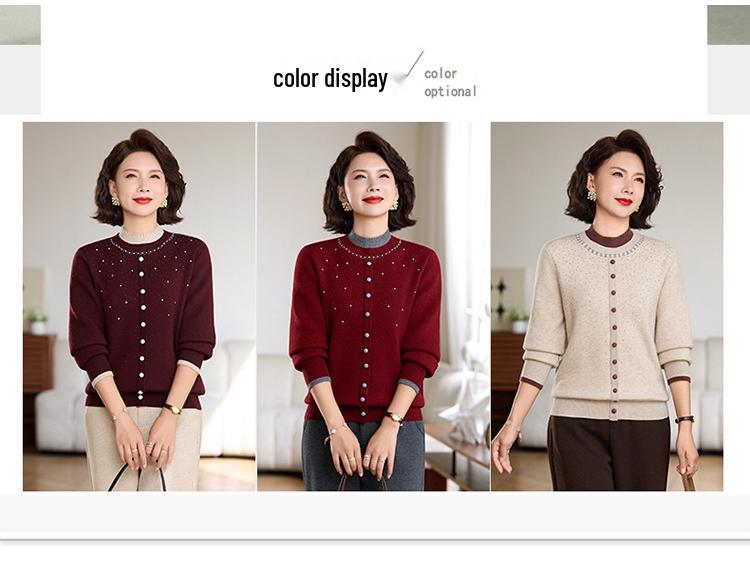 Warmes Oberteil mit Samtfutter für Frauen mittleren Alters & ältere Frauen - Herbst-/Wintermode