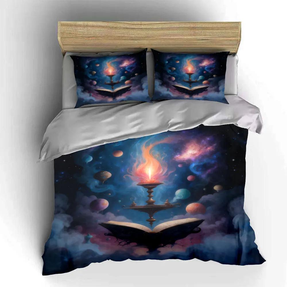 Mystical Book and Candle Set Soft Comfortable Duvet Cover Bedding Set Included 1*Duvet Cover & 2*Pillowcases Gift