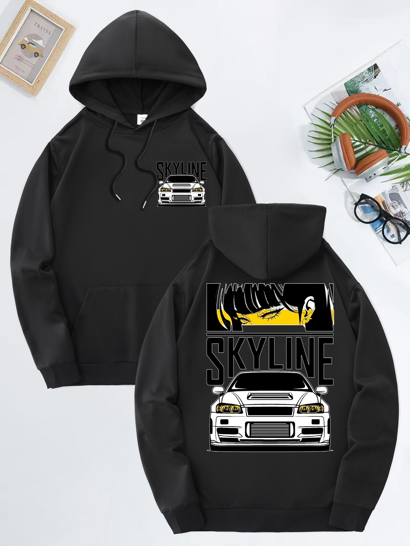 

Men S Casual Hooded Sweatshirt 100% Polyester Drawstring Hood Regular Fit All-Season Comfort Green with Black Graphic 3XL