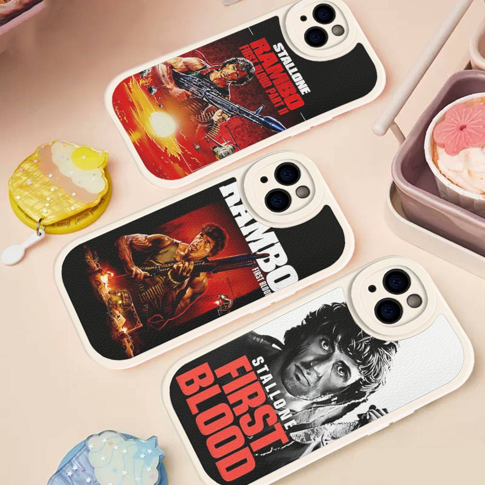 1pc Movie Rambo First Blood Leather Phone Case For IPhone 16 15 14 13 12 11 Pro Max Plus Shockproof Cover