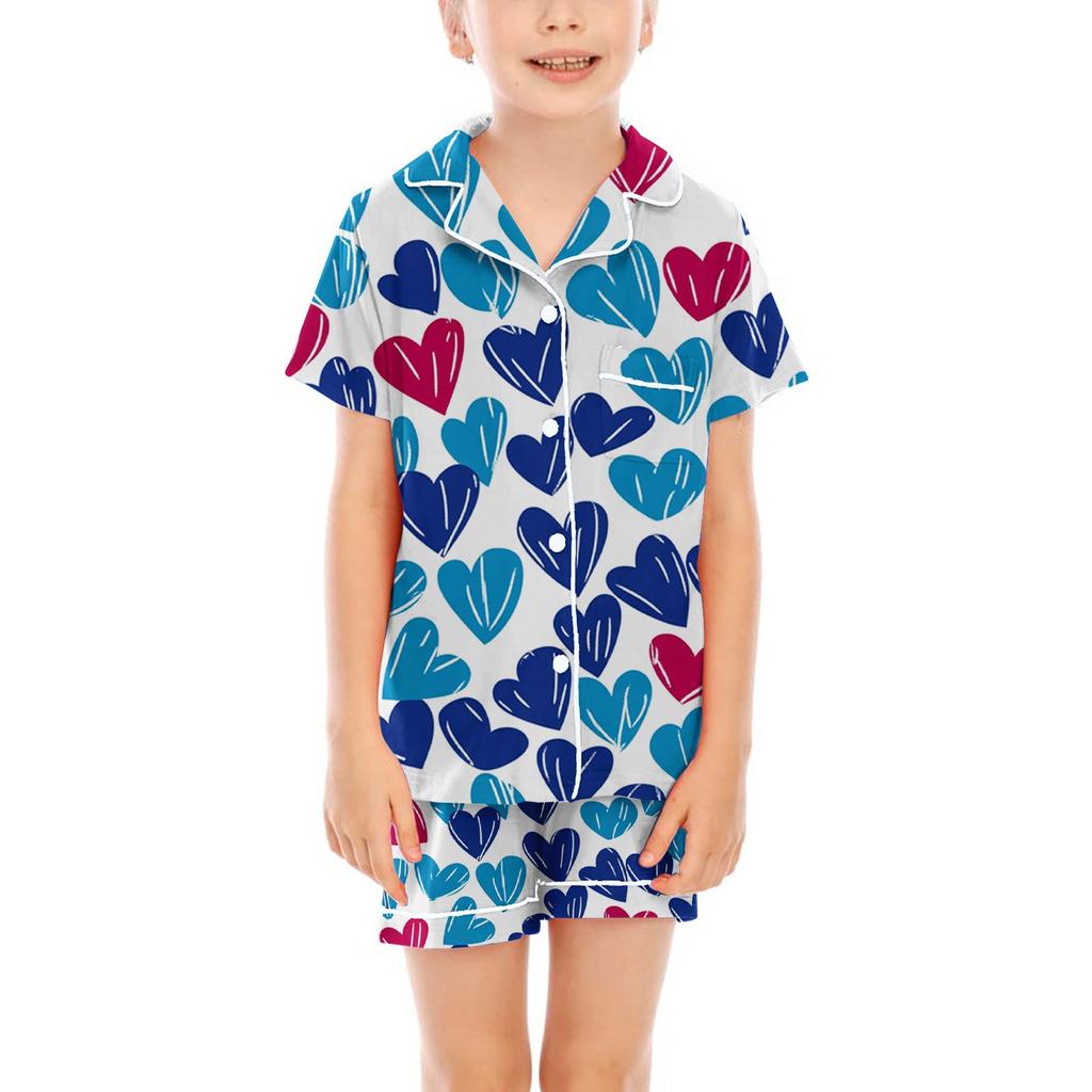 Dětské pyžamo Módní dvoudílná sada košile a šortek Měkká sváteční ležérní oděvní sada