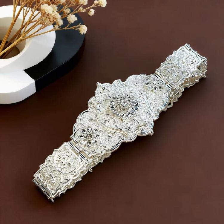 Sturdy Engraved Metal Belt Showcasing Exquisitely Caucasian Folk Art Design Celebration Girdle For Most Ages