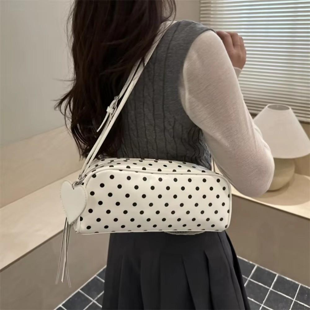 PU-Leder Polka Dot Schultertasche Große Kapazität Umhängetasche INS Tragetasche Damen